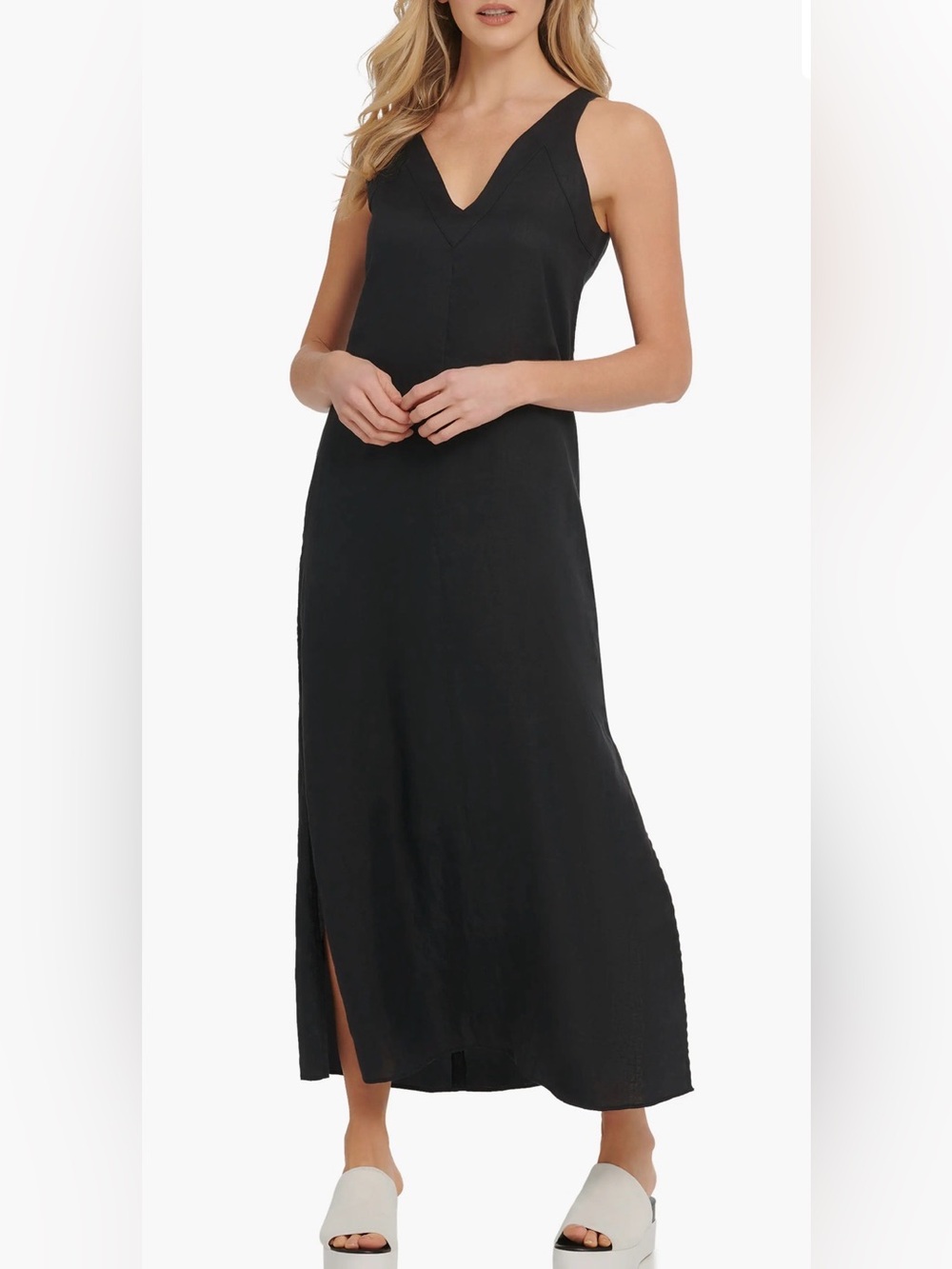 DKNY Linen Blend Maxi Dress Sz Large - NWT